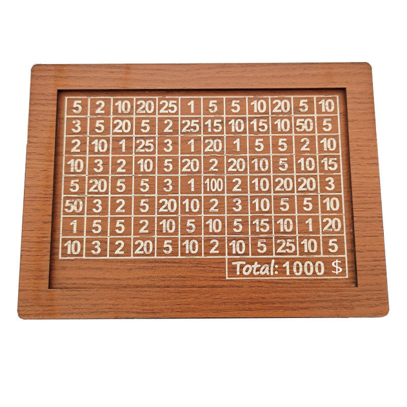 Money Piggy Bank Wood. With Saving Goal And Numbers To Check For Helps The Habit Of Saving